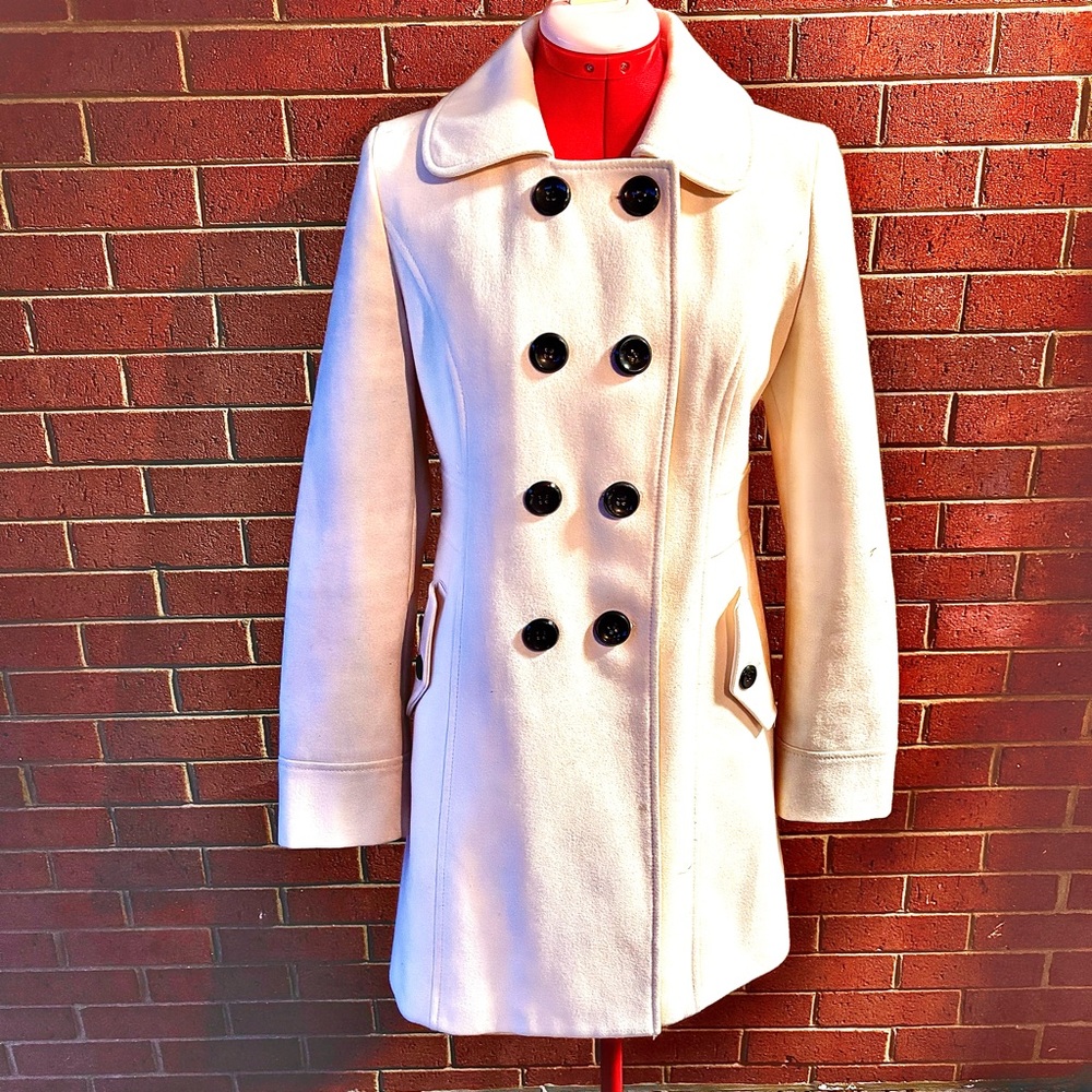 Woman’s Small Old Navy Cream Peacoat Classic Double-Breasted Design